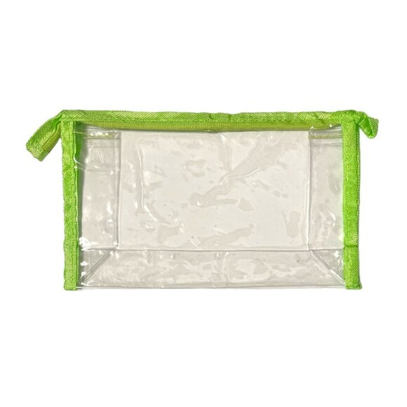 5" X 8.5" See Thru Zipper Cosmetic Bag with Green Colored Trim - Picture 2 of 2